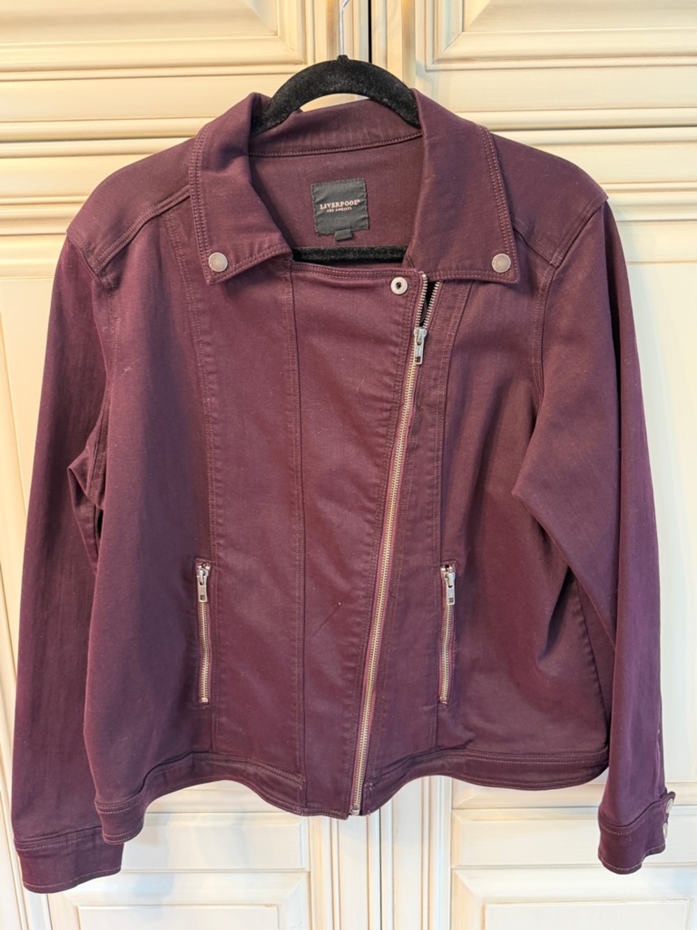 Liverpool Jeans Company Plum Asymmetric Moto Jacket Size XL